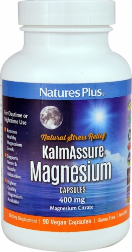 Natures Plus KalmAssure Magnesium Capsules 400mg Perspective: front