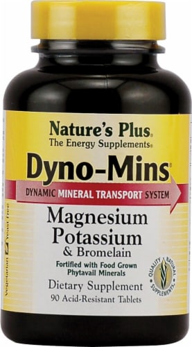 Nature's Plus  Dyno-Mins® Magnesium Potassium & Bromelain Supplement Perspective: front