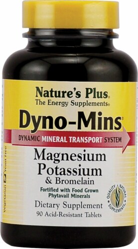 Nature's Plus  Dyno-Mins® Magnesium Potassium & Bromelain Supplement Perspective: front