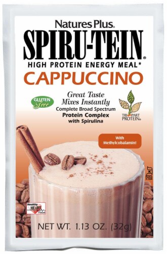 Natures Plus Spiru-Tein Meal Cappuccino Perspective: front
