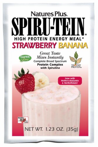 Natures Plus Spiru-Tein Strawberry Banana Perspective: front