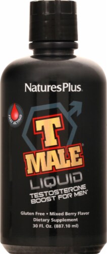 Natures Plus T Male Mixed Berry Liquid Testosterone Boost Perspective: front