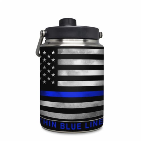 DecalGirl YHG-THINBLINE Yeti Rambler 0.5 gal Jug Skin - Thin Blue Line Perspective: front