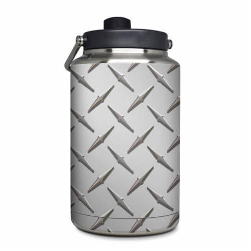 DecalGirl YOG-DIAMONDPLATE Yeti Rambler 1 gal Jug Skin - Diamond Plate Perspective: front