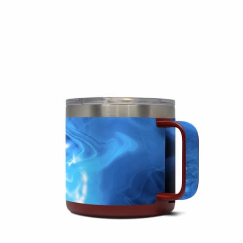 DecalGirl Y14-QWAVES-BLU Yeti 14 oz Mug Skin - Blue Quantum Waves Perspective: front