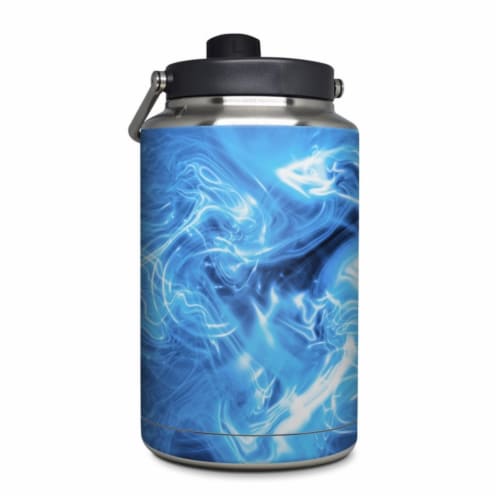 DecalGirl YOG-QWAVES-BLU Yeti Rambler 1 gal Jug Skin - Blue Quantum Waves Perspective: front