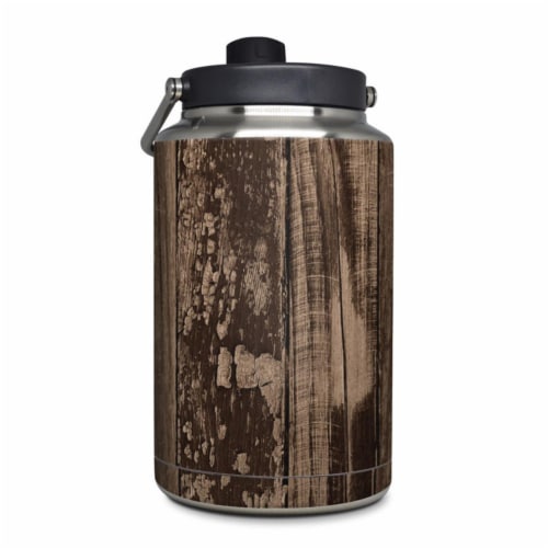 DecalGirl YOG-WWOOD Yeti Rambler 1 gal Jug Skin - Weathered Wood Perspective: front