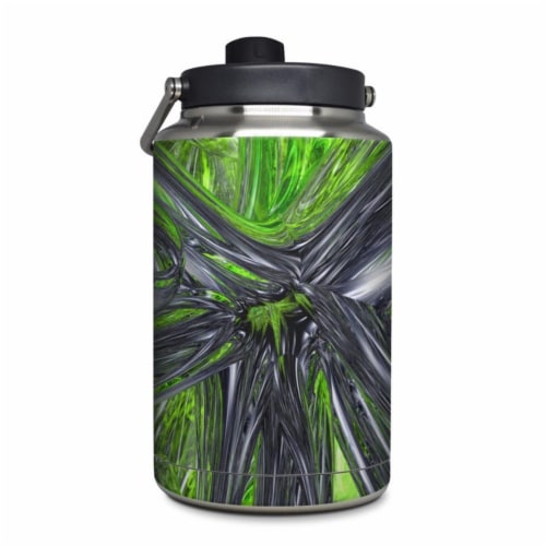 DecalGirl YOG-ABST-GRN Yeti Rambler 1 gal Jug Skin - Emerald Abstract Perspective: front