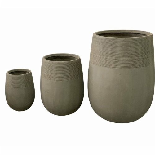 AFD Home 12012780 Striped Ancient Fiber Clay Cement - Set of 3 Perspective: front