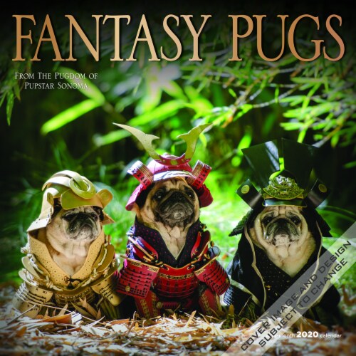 2020 Fantasy Pugs 16 Month Wall Calendar by BrownTrout Perspective: front