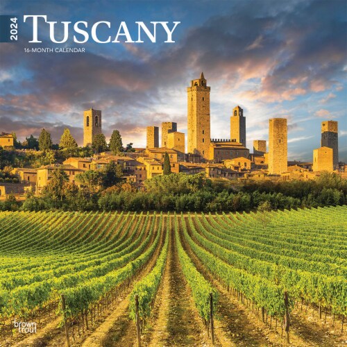 BrownTrout 16 Month Tuscany Italy 2024 Square Calendar Perspective: front