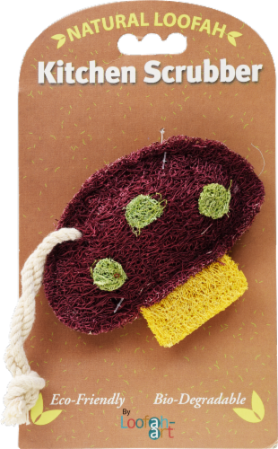Loofah-Art® Natural Loofah Mushroom Kitchen Scrubber Perspective: front