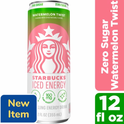 Starbucks Iced Energy Zero Sugar Sparkling Energy Drink Watermelon Twist Perspective: front