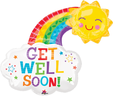 Burton + Burton Rainbow / Sun Get Well Shape Balloon Perspective: front