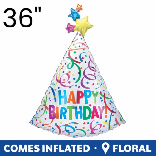 Birthday Bash Party Hat Helium Filled Balloon Perspective: front