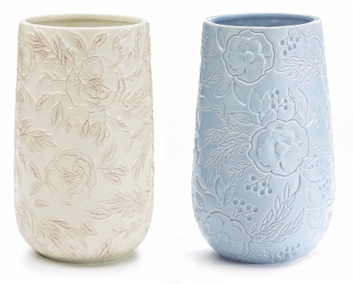 burton + BURTON Assorted Raised Floral Ceramic Vase Perspective: front