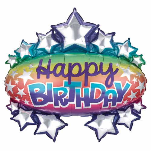 burton + BURTON Happy Birthday Rainbow Shape Balloon Perspective: front