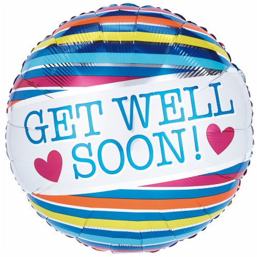 burton + BURTON Get Well Soon Stripes Balloon Perspective: front