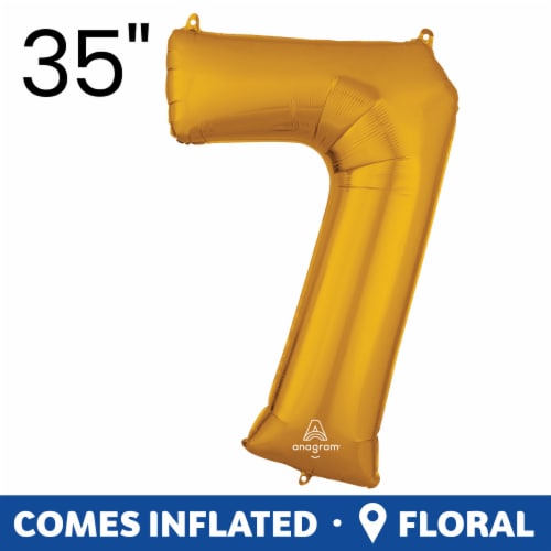 GOLD NUMBER 7 Helium Filled Balloon - 34 inches BIG Perspective: front