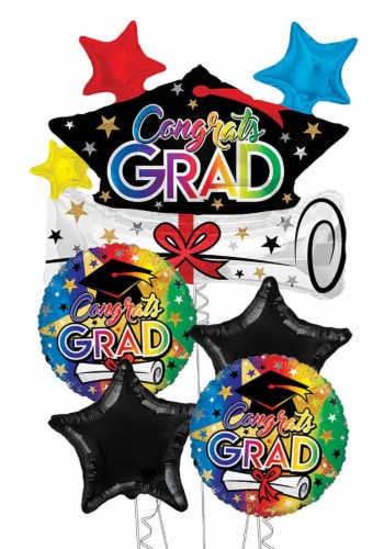 Graduation Congrats Multi Helium Filled Balloons Bouquet Perspective: front