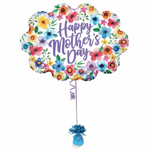 Classic Flowers Mother's Day Oversized Helium Filled Balloon Perspective: front