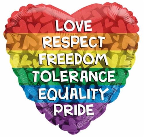 LGBTQ Striped Heart Helium Filled Balloon Perspective: front