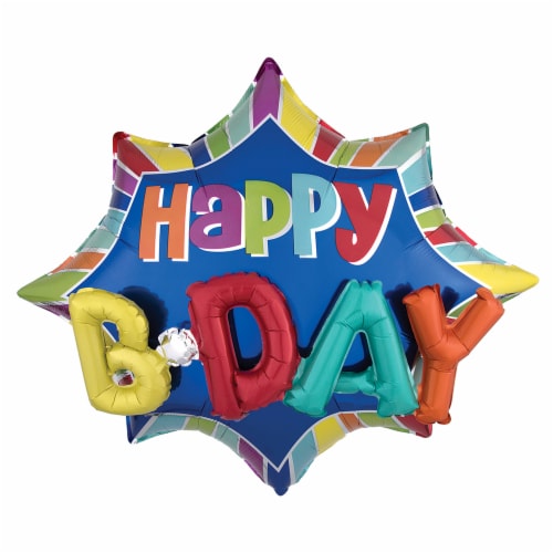 Happy Birthday Burst Multi-Balloon Perspective: front