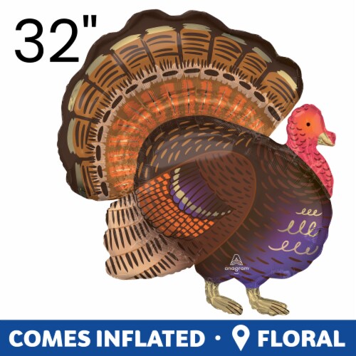 Thanksgiving Turkey Oversized Shape Helium Filled Balloon Perspective: front