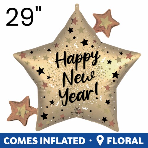 Happy New Year Oversized Shape Helium Filled Balloon Perspective: front