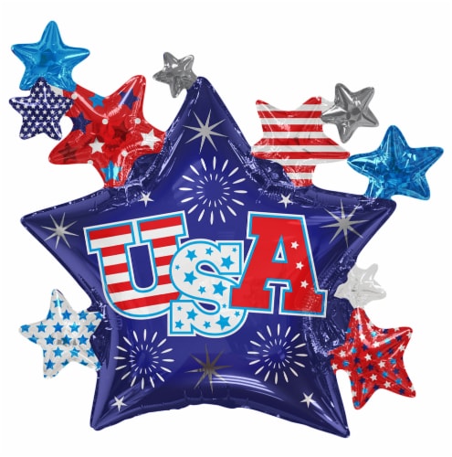 USA Stars Oversized Helium Filled Balloon Perspective: front