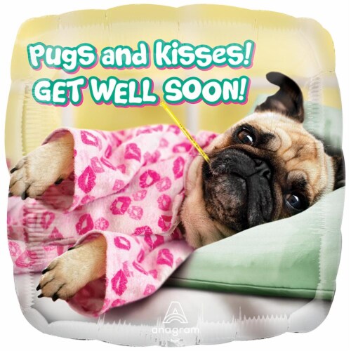 burton + BURTON Pugs Get Well Soon Standard Balloon Perspective: front