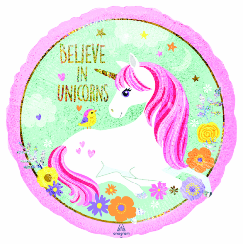 B&B Believe in Unicorns Balloon Perspective: front