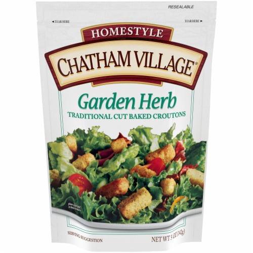 Chatham Village Homestyle Garden Herb Traditional Cut Baked Croutons Perspective: front