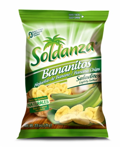 Soldanzo Bananitos Lightly Salted Banana Chips Perspective: front