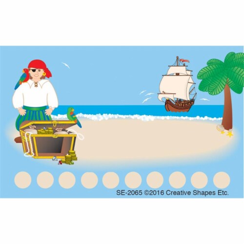 Creative Shapes Etc SE-2065 4 x 2.5 in. Incentive Punch Card, Pirate - 30 Sheets per Pack Perspective: front