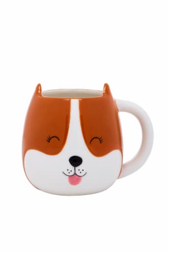 PMI Worldwide Dog Shaped Mug - White/Orange Perspective: front