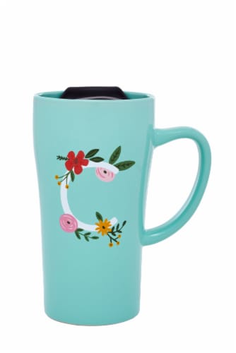 PMI Worldwide Monogram Latte Mug - Blue Perspective: front