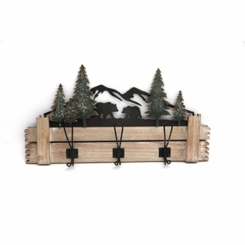 Lodge Wood Shelf with Trees Perspective: front