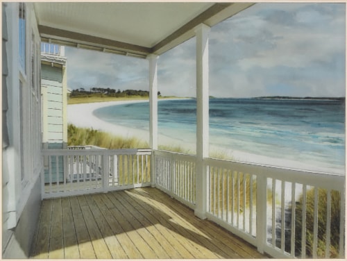 Crystal Art Gallery Beach Deck Printed Glass Wall Art Perspective: front