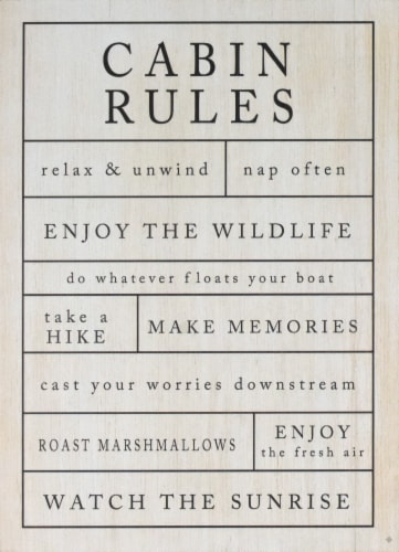 Crystal Art Gallery Cabin Rules Wall Art Perspective: front