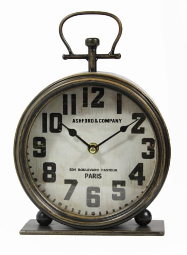 Crystal Art Gallery Table Top Metal Clock Perspective: front