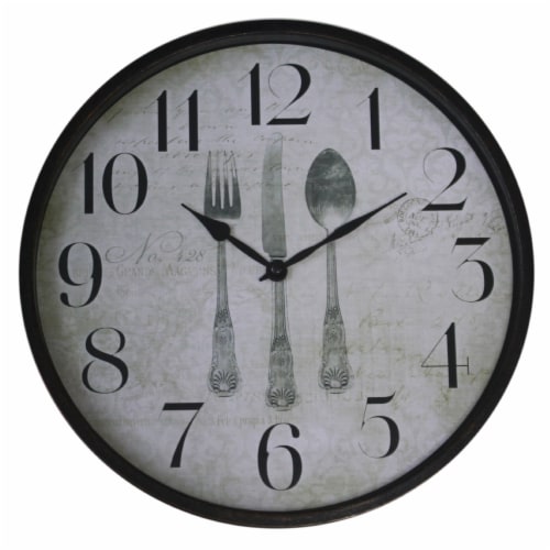 Crystal Art Gallery Cutlery Round Clock - Black Perspective: front
