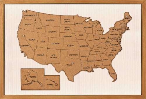 Large Art Framed Cork Map Perspective: front