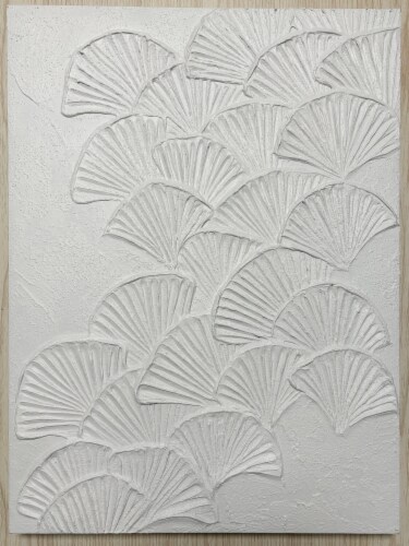 Crystal Art Gallery White Textured Shell Wal Art Perspective: front
