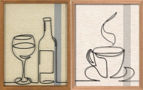 Wine & Coffee Wire Linen Wall Art Perspective: front