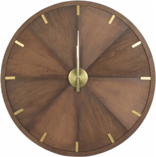 Crystal Art Gallery Round Wood Walnut Clock Perspective: front