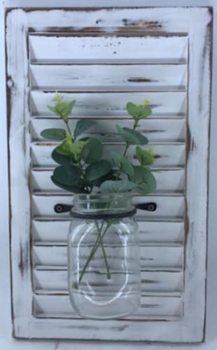 Glass Vase with Greenery Wall Decor Perspective: front