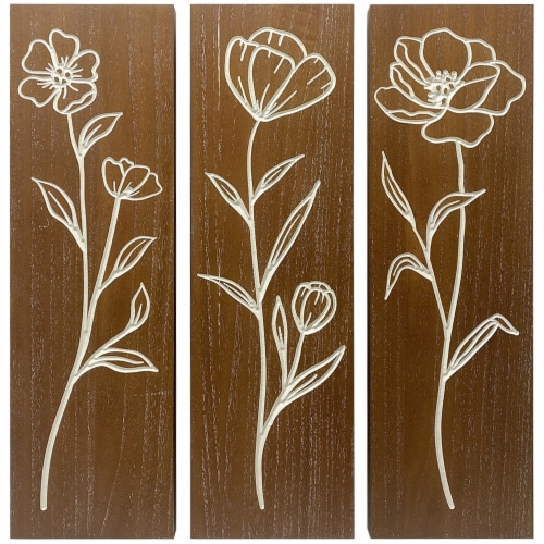 Wood Flower Panel Wall Art Perspective: front