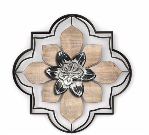 Metal and Wood Medallion Wall Art Perspective: front