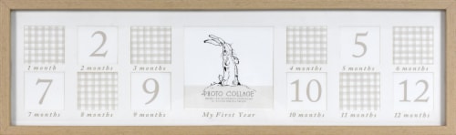 My First 12 Months 28-by-9 Inch Baby Photo Collage Framed Wall Art Perspective: front